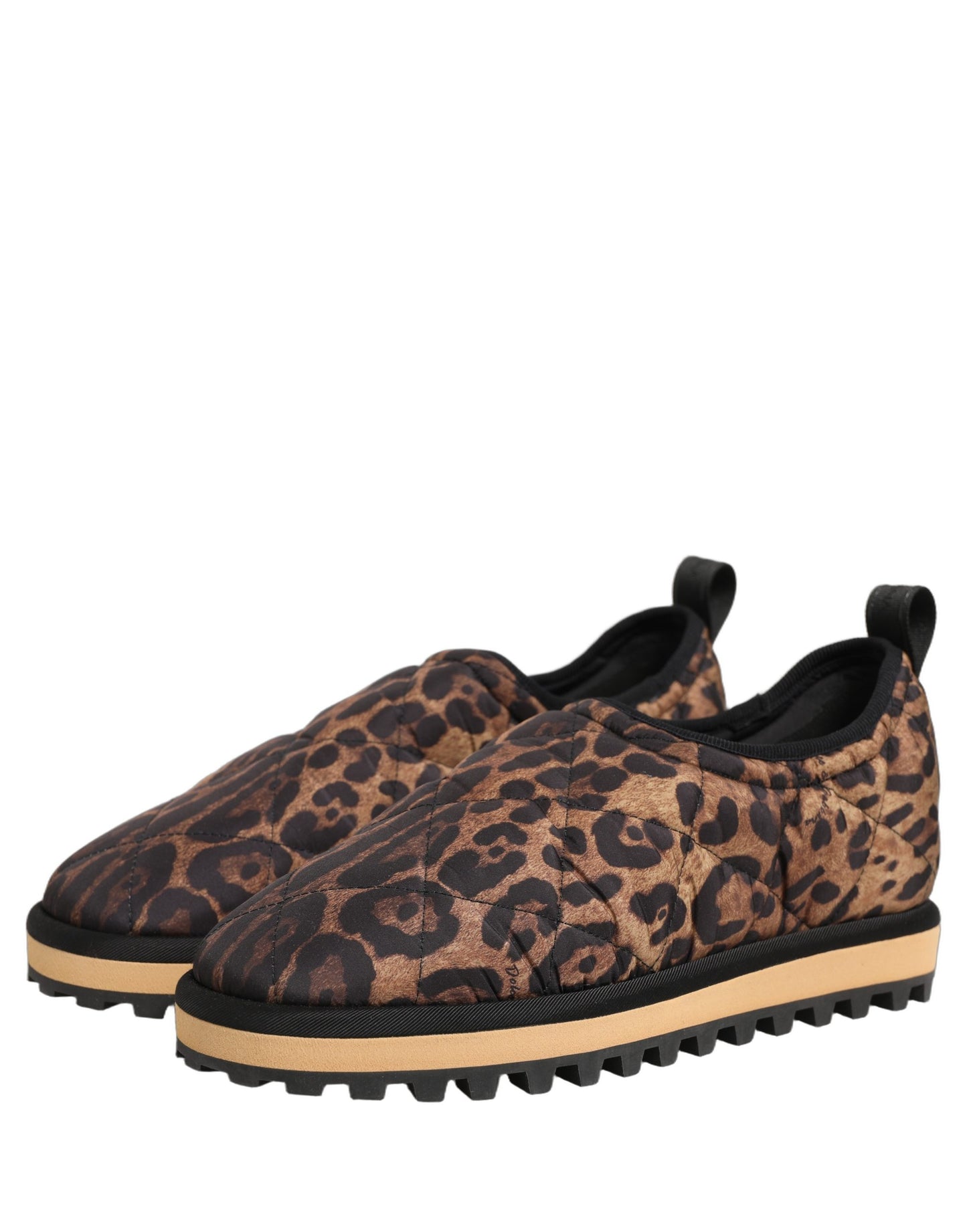 Dolce & Gabbana Brown Leopard Print Quilted Men Sneakers