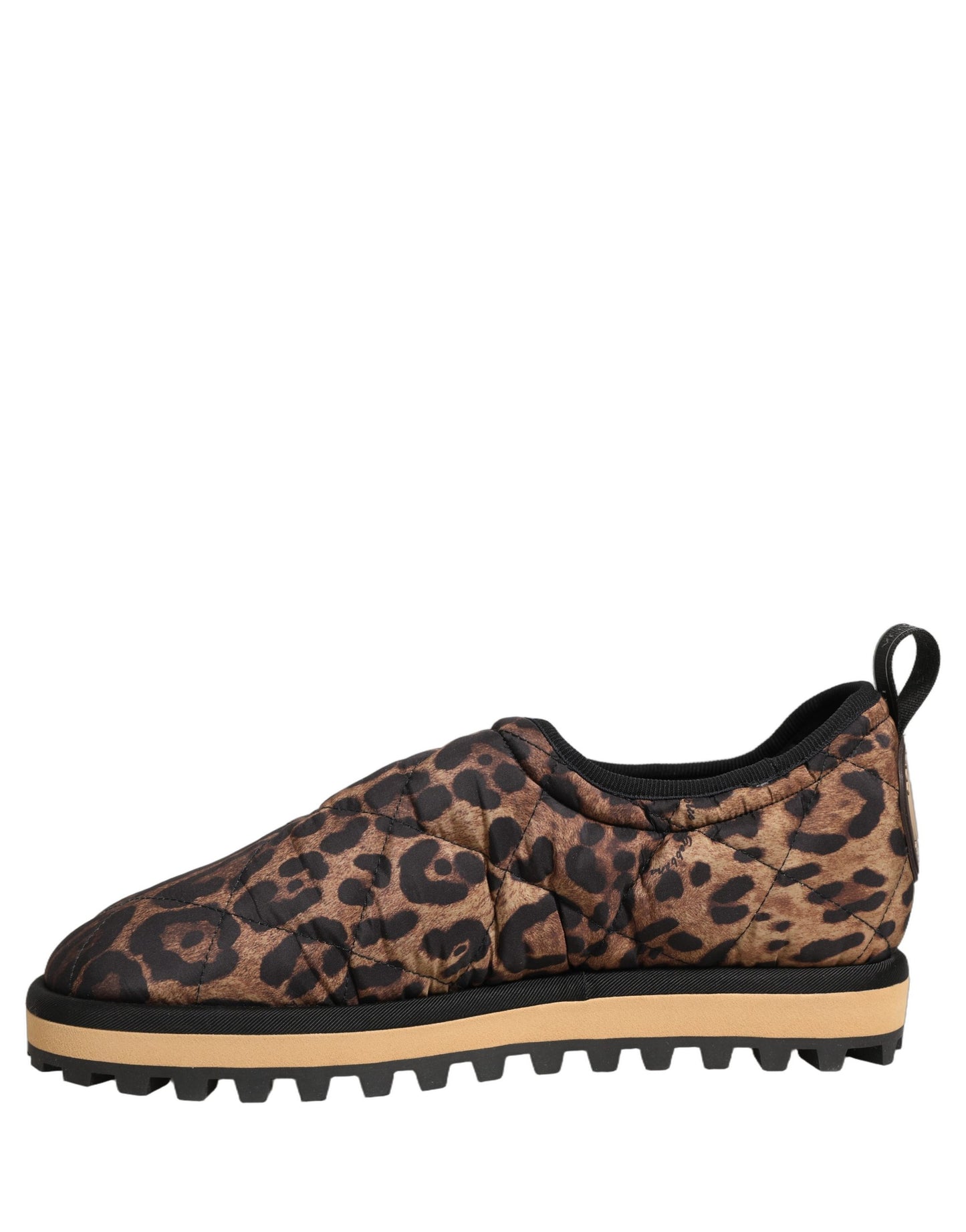 Dolce & Gabbana Brown Leopard Print Quilted Men Sneakers