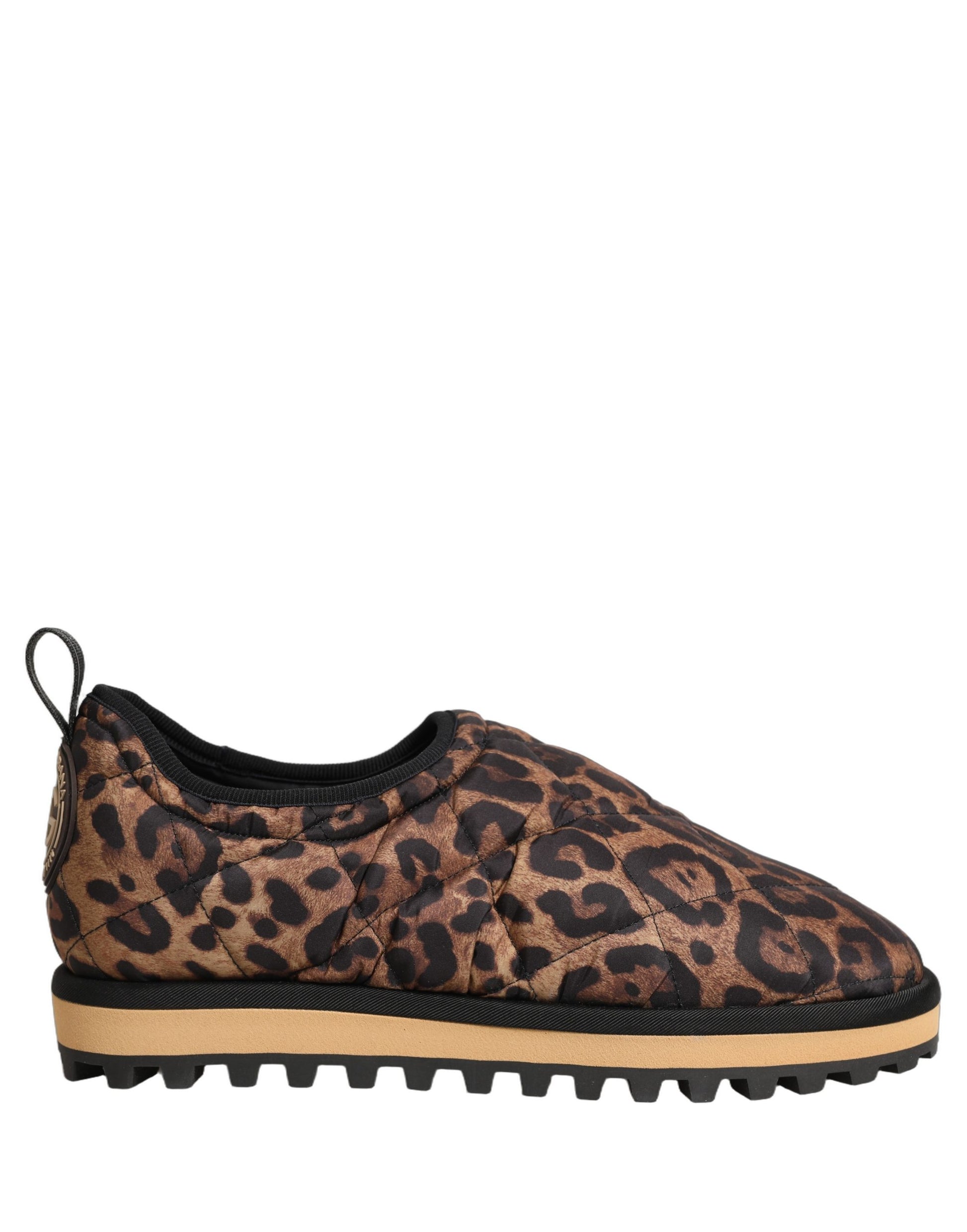 Dolce & Gabbana Brown Leopard Print Quilted Men Sneakers