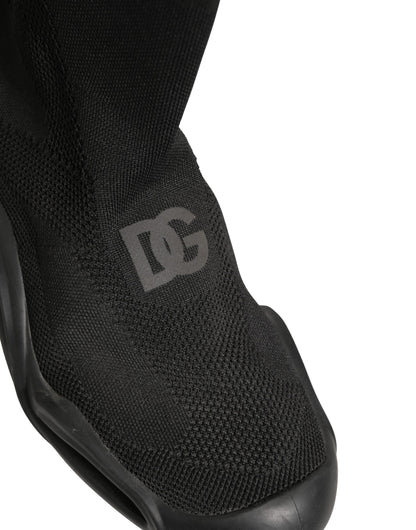 Dolce & Gabbana Black Slip On Wave Socks Men Sneakers