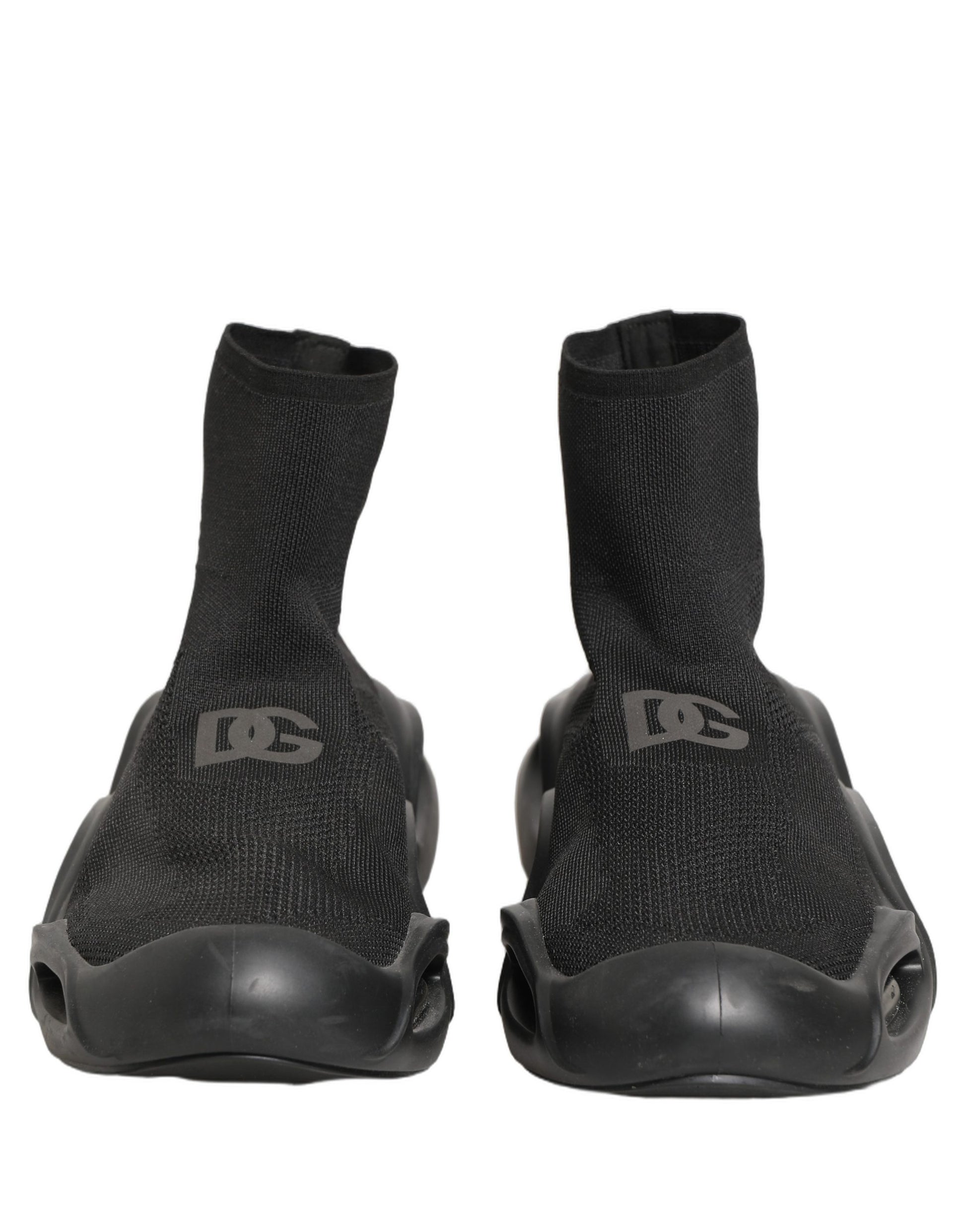 Dolce & Gabbana Black Slip On Wave Socks Men Sneakers