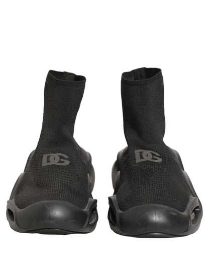 Dolce & Gabbana Black Slip On Wave Socks Men Sneakers