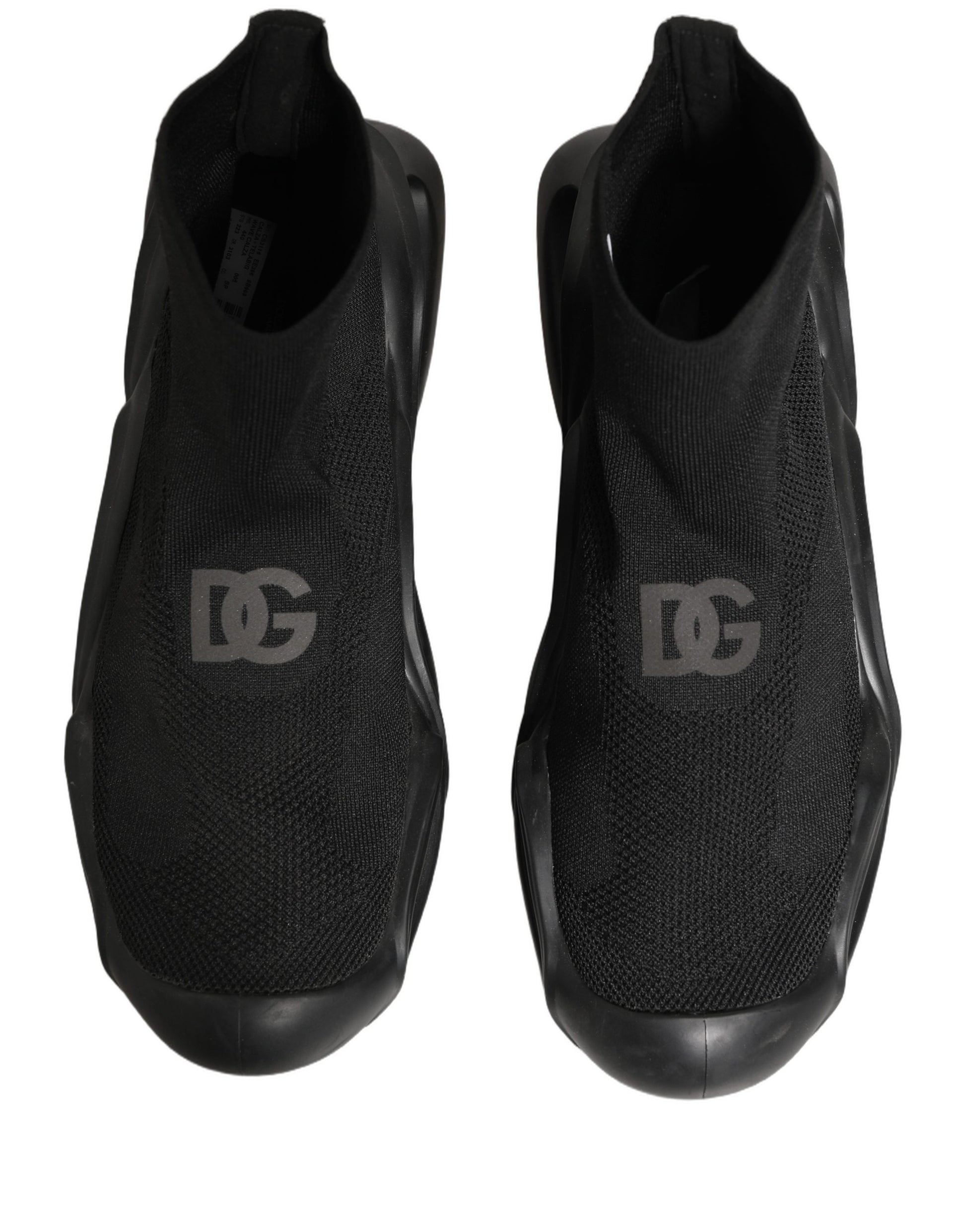 Dolce & Gabbana Black Slip On Wave Socks Men Sneakers