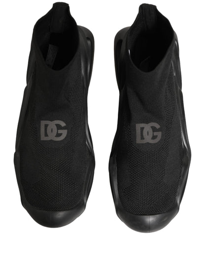 Dolce & Gabbana Black Slip On Wave Socks Men Sneakers