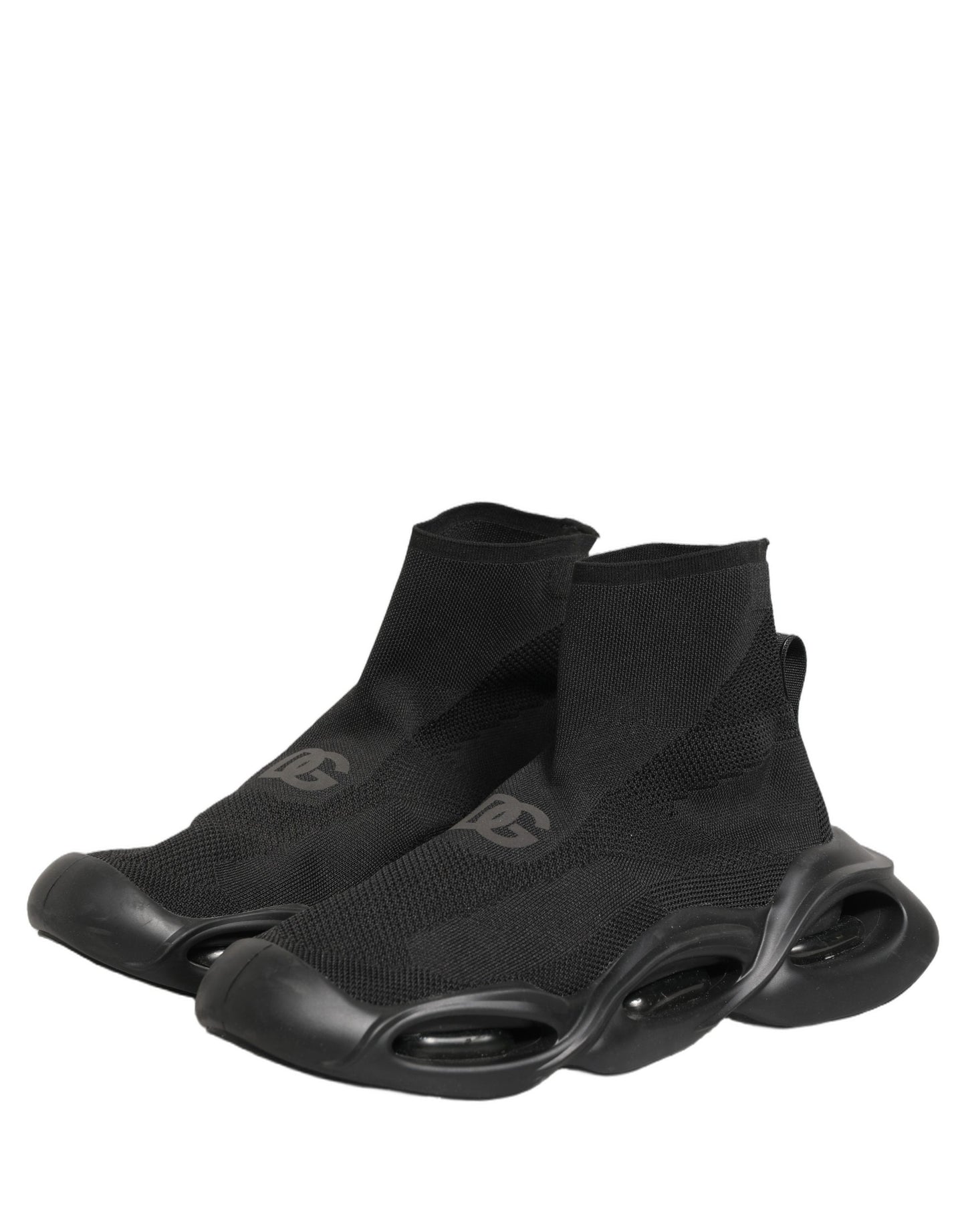 Dolce & Gabbana Black Slip On Wave Socks Men Sneakers