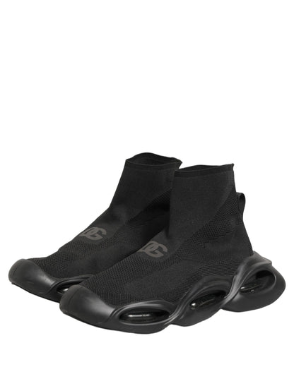 Dolce & Gabbana Black Slip On Wave Socks Men Sneakers