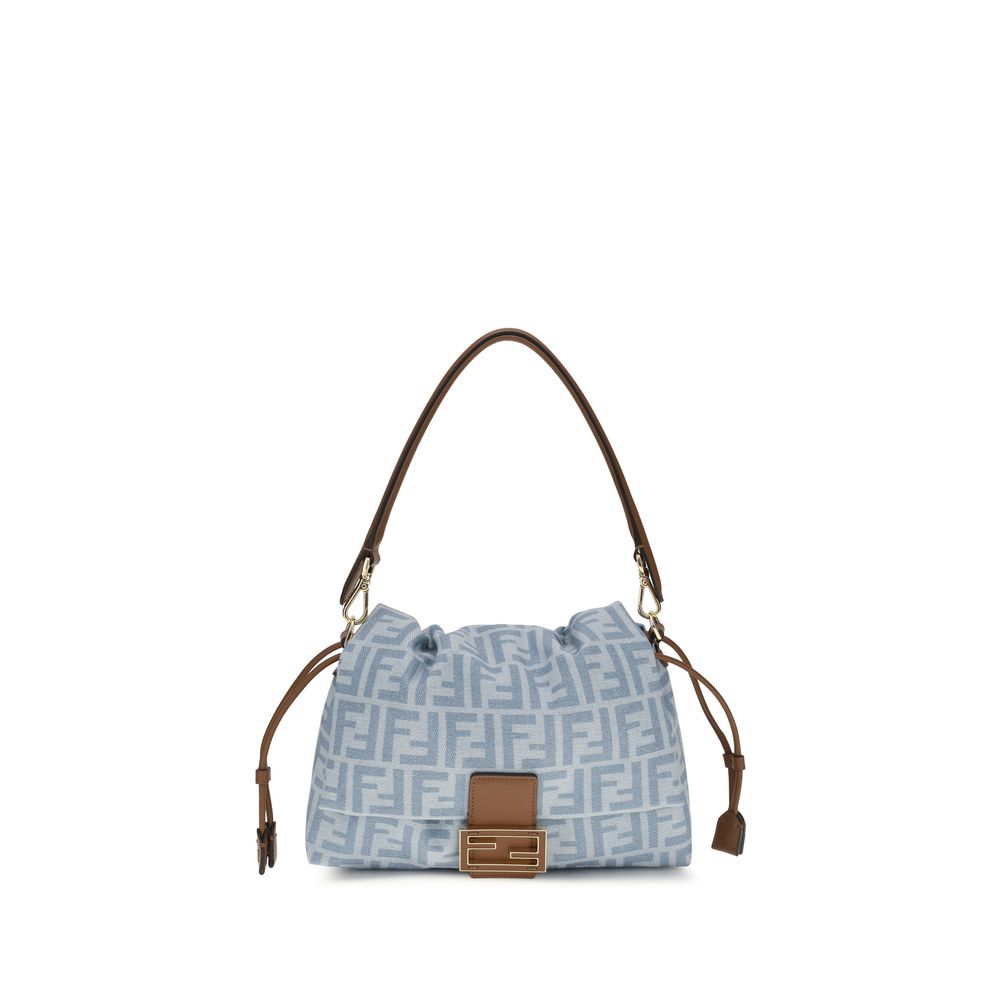 Fendi Blue Cotton Mama Baguette Shoulder Bag