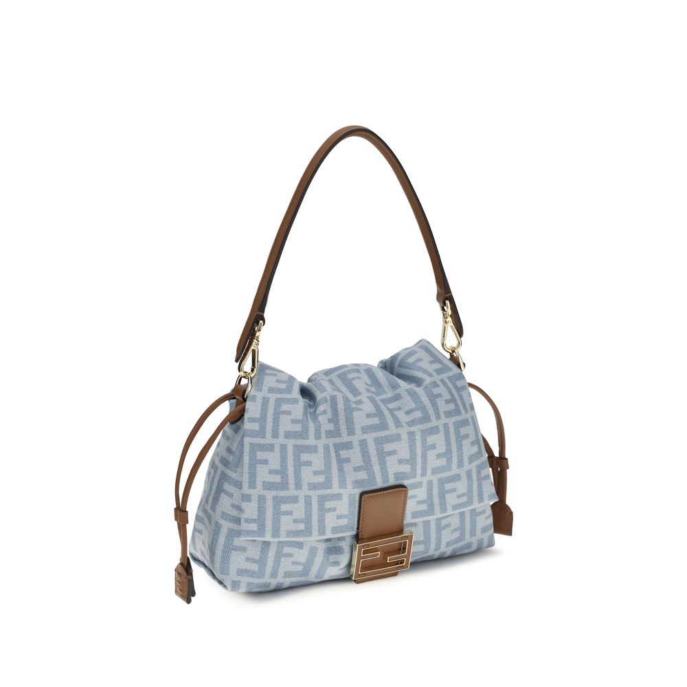 Fendi Blue Cotton Mama Baguette Shoulder Bag