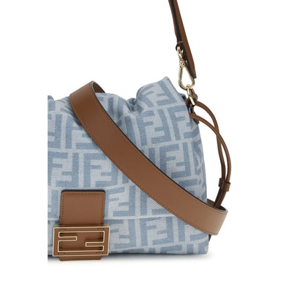 Fendi Blue Cotton Mama Baguette Shoulder Bag