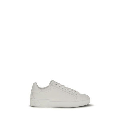 Dolce & Gabbana White Leather Portofino Low Top Sneakers