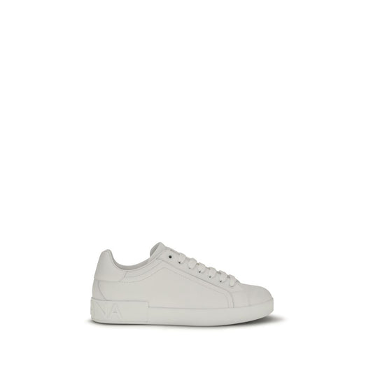 Dolce & Gabbana White Leather Portofino Low Top Sneakers