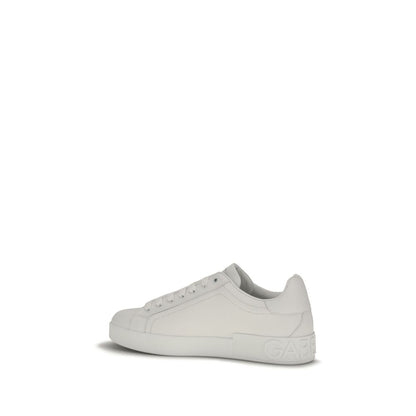 Dolce & Gabbana White Leather Portofino Low Top Sneakers