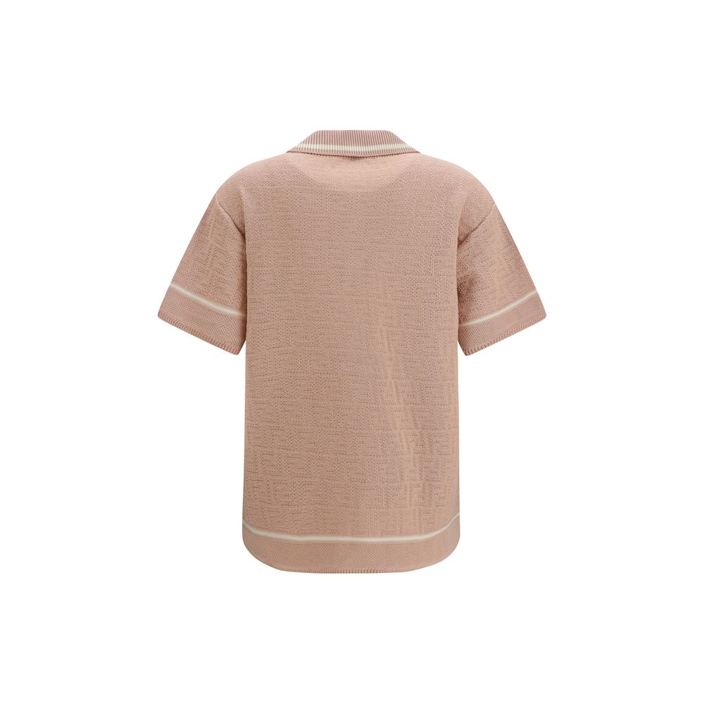 Fendi Powder Pink Cotton FF Crochet Shirt Blouse for Women