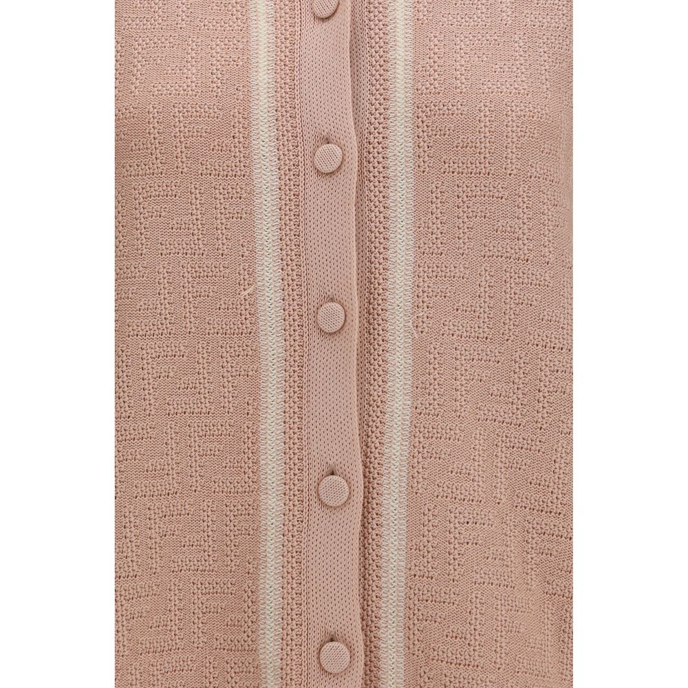 Fendi Powder Pink Cotton FF Crochet Shirt Blouse for Women
