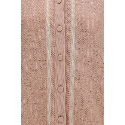 Fendi Powder Pink Cotton FF Crochet Shirt Blouse for Women