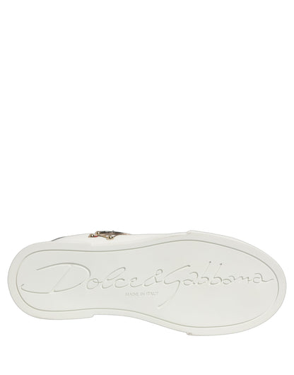 Dolce & Gabbana White Patch Calfskin Nappa Portofino Sneakers