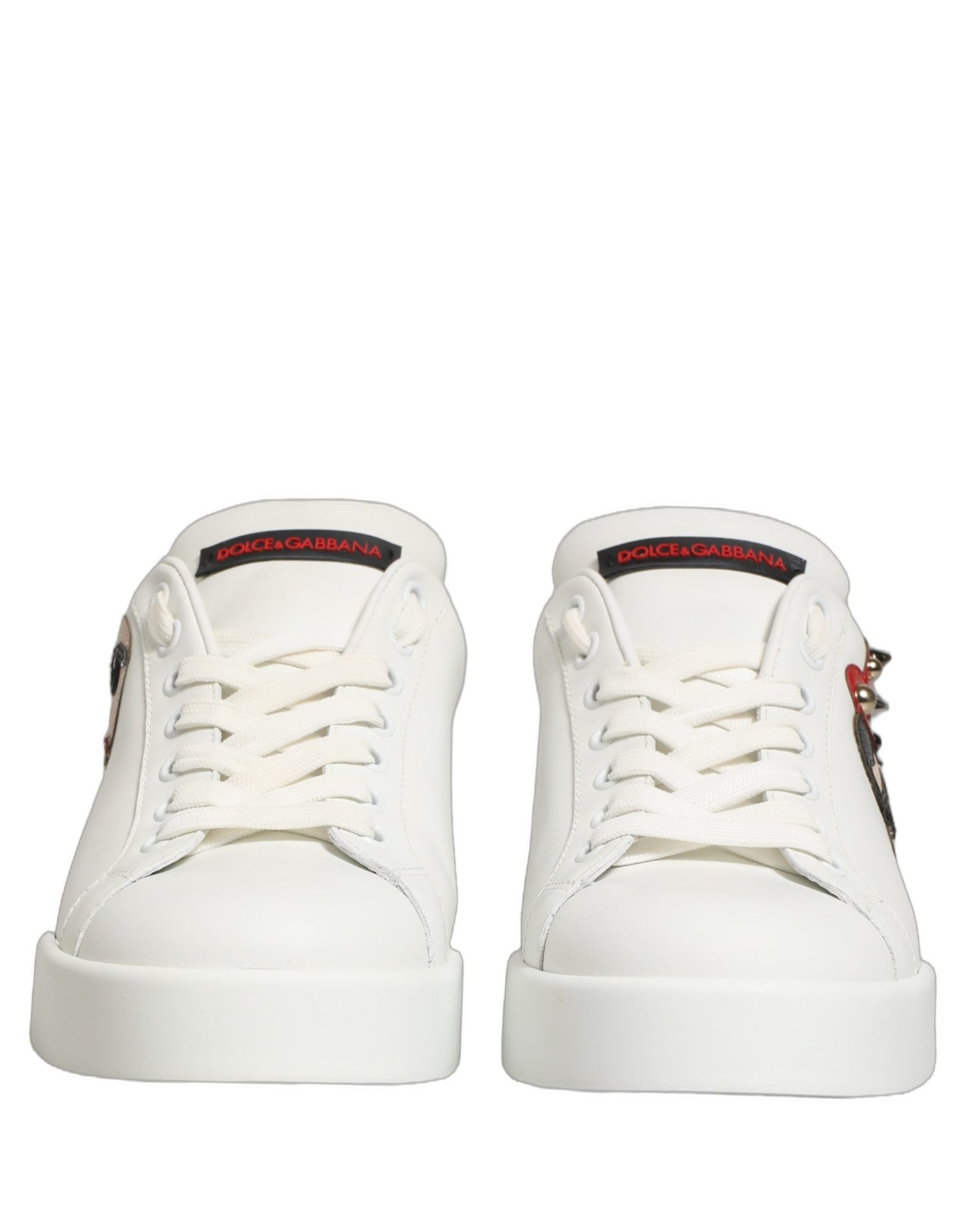 Dolce & Gabbana White Patch Calfskin Nappa Portofino Sneakers