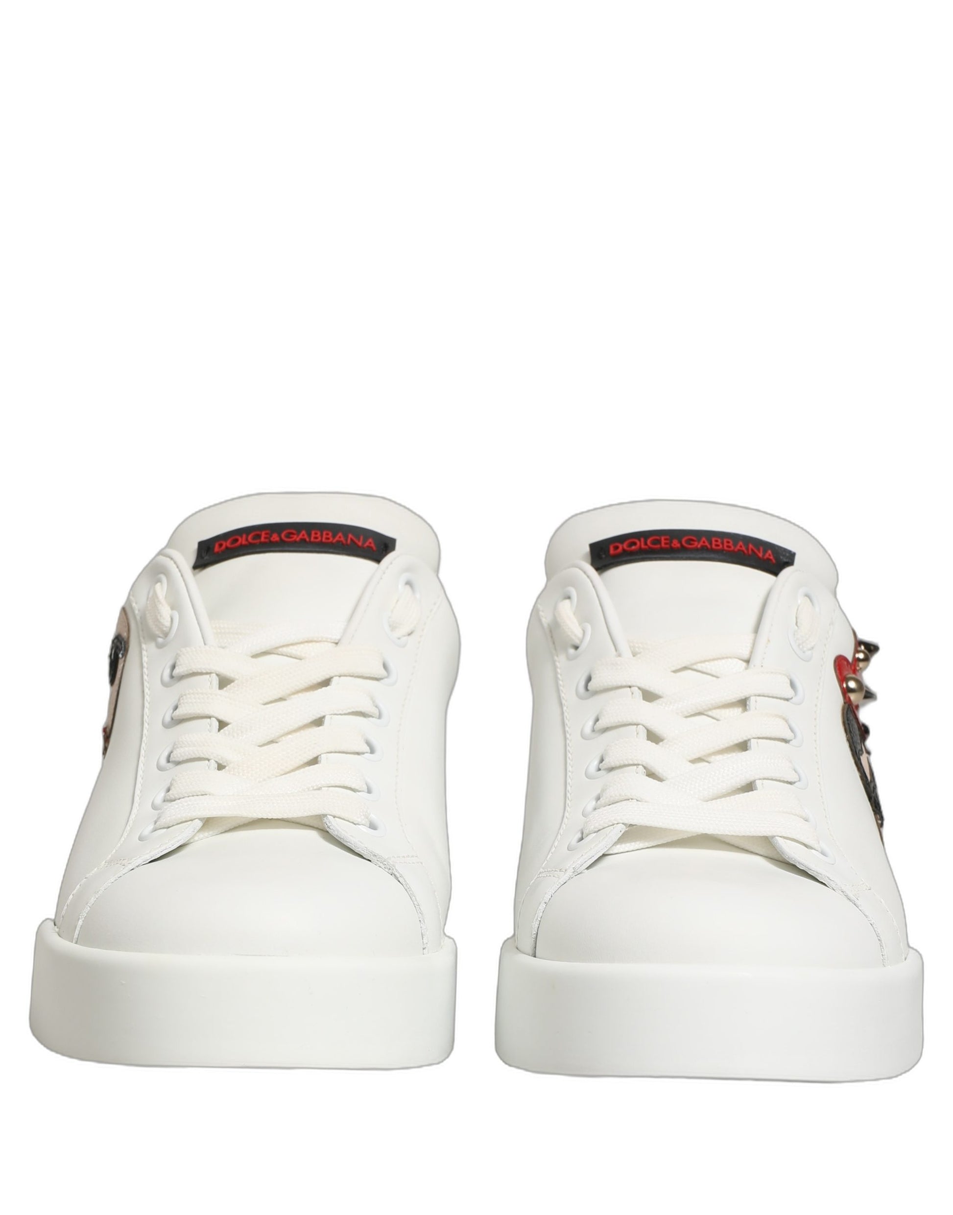 Dolce & Gabbana White Patch Calfskin Nappa Portofino Sneakers