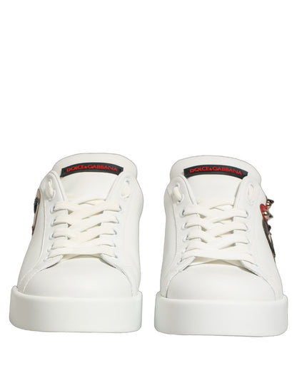 Dolce & Gabbana White Patch Calfskin Nappa Portofino Sneakers