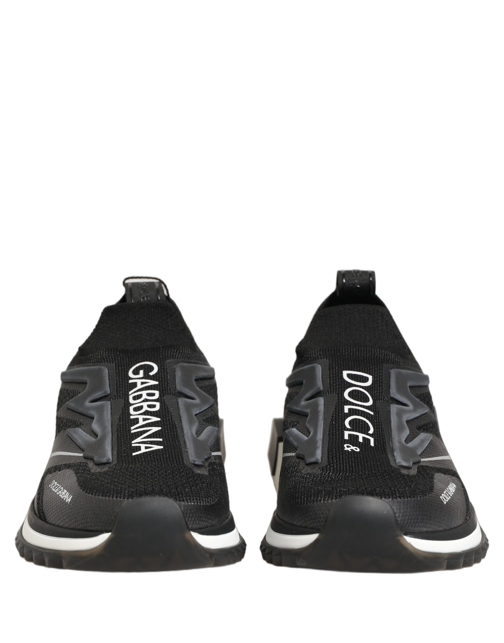 Dolce & Gabbana Black White Sorrento Slip-On Logo Sneakers