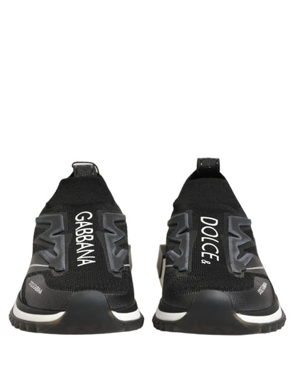 Dolce & Gabbana Black White Sorrento Slip-On Logo Sneakers