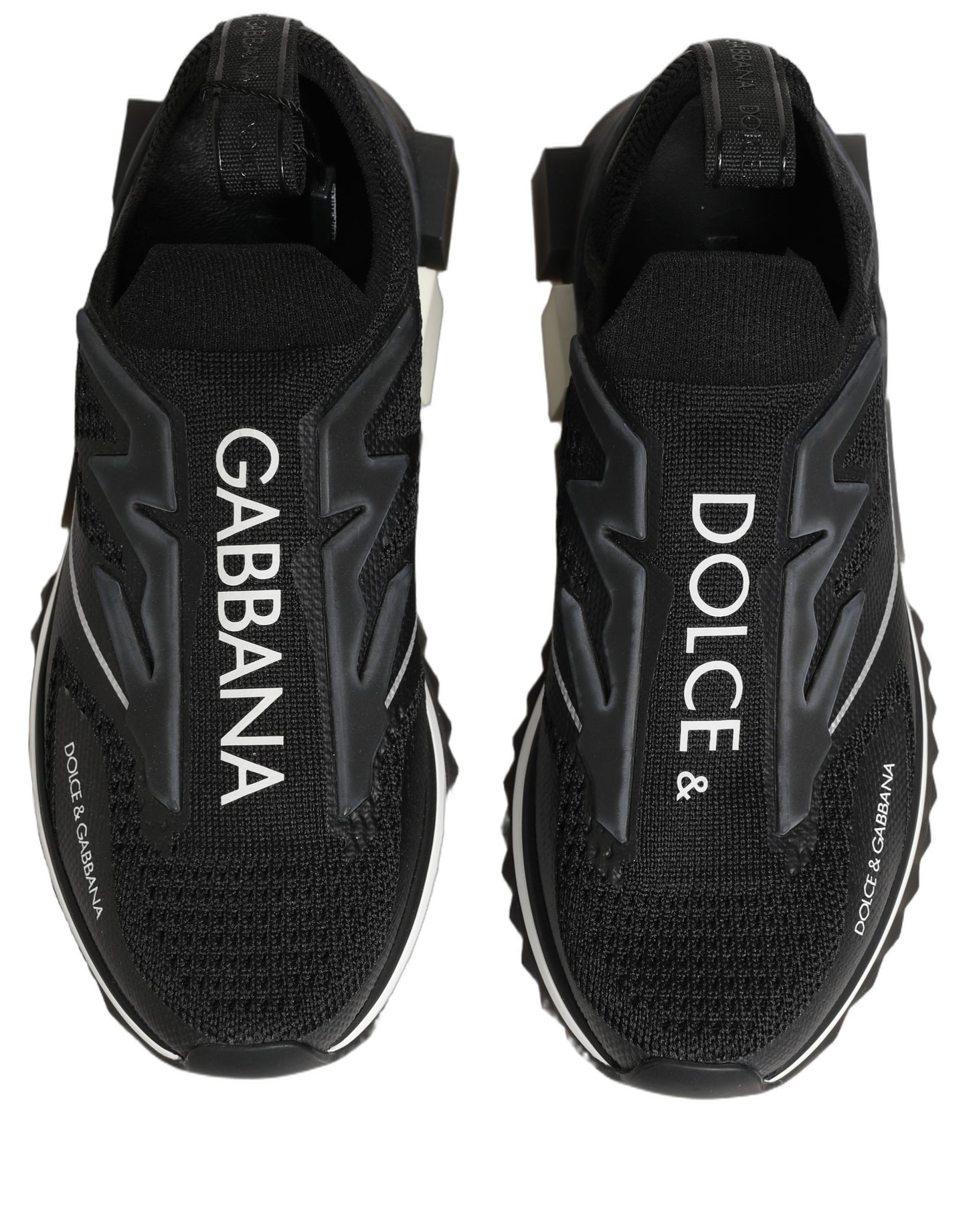 Dolce & Gabbana Black White Sorrento Slip-On Logo Sneakers
