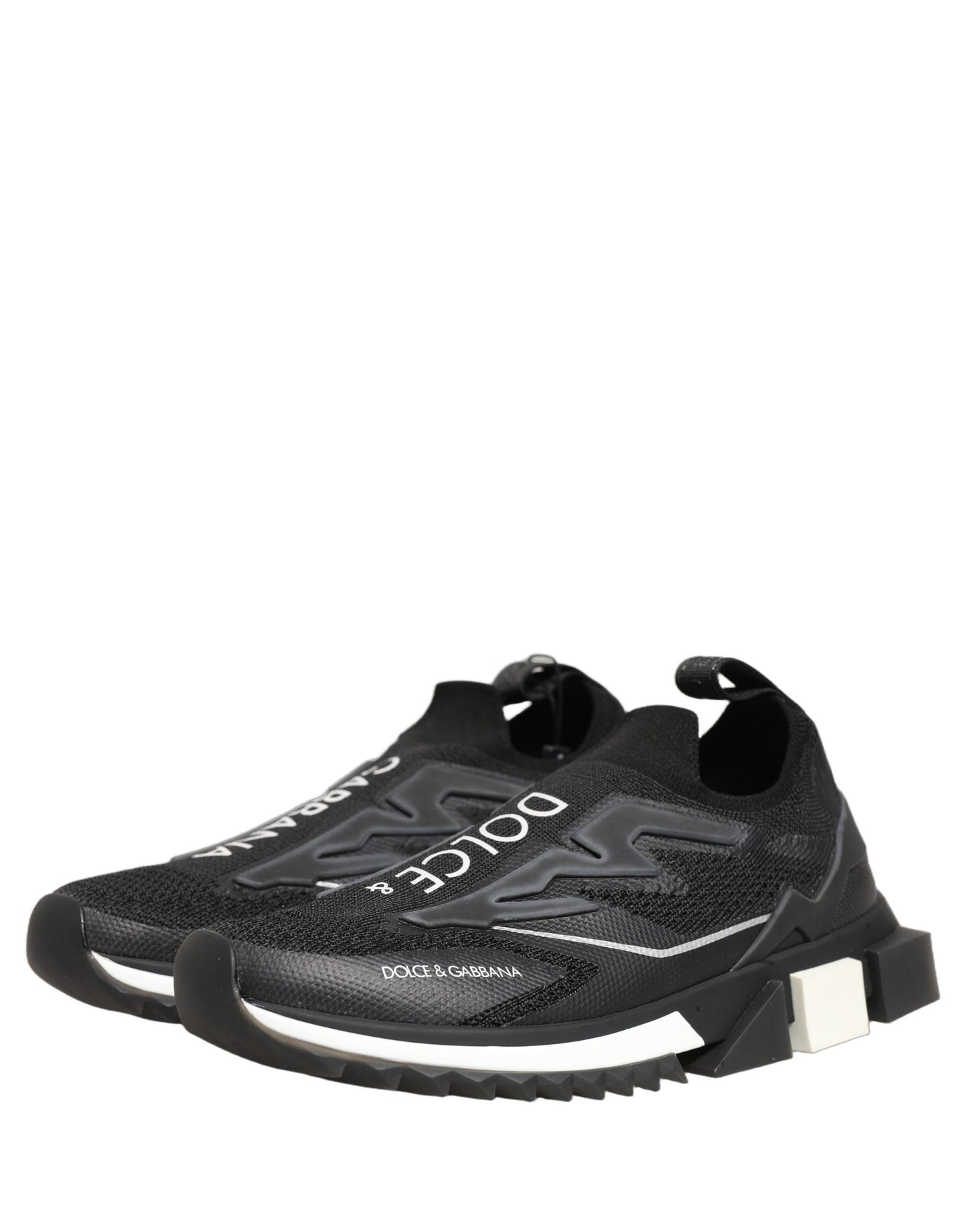 Dolce & Gabbana Black White Sorrento Slip-On Logo Sneakers