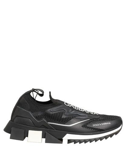 Dolce & Gabbana Black White Sorrento Slip-On Logo Sneakers