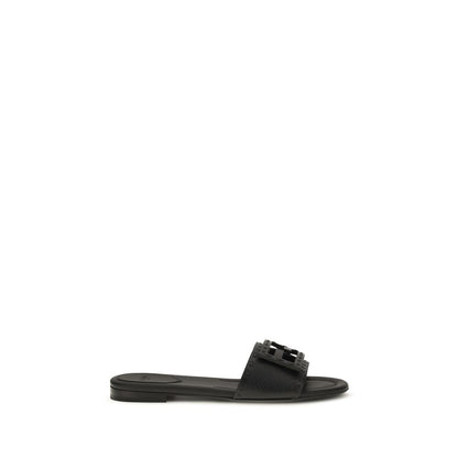 Fendi Black Calf Leather Baguette Flat Sandals