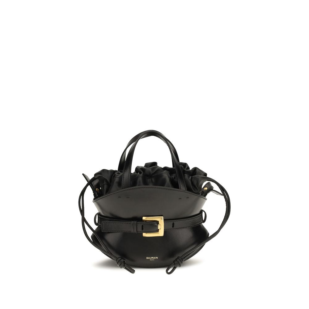 Balmain Black Calf Leather Shuffle Mini Shoulder Bag
