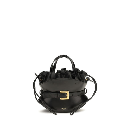 Balmain Black Calf Leather Shuffle Mini Shoulder Bag