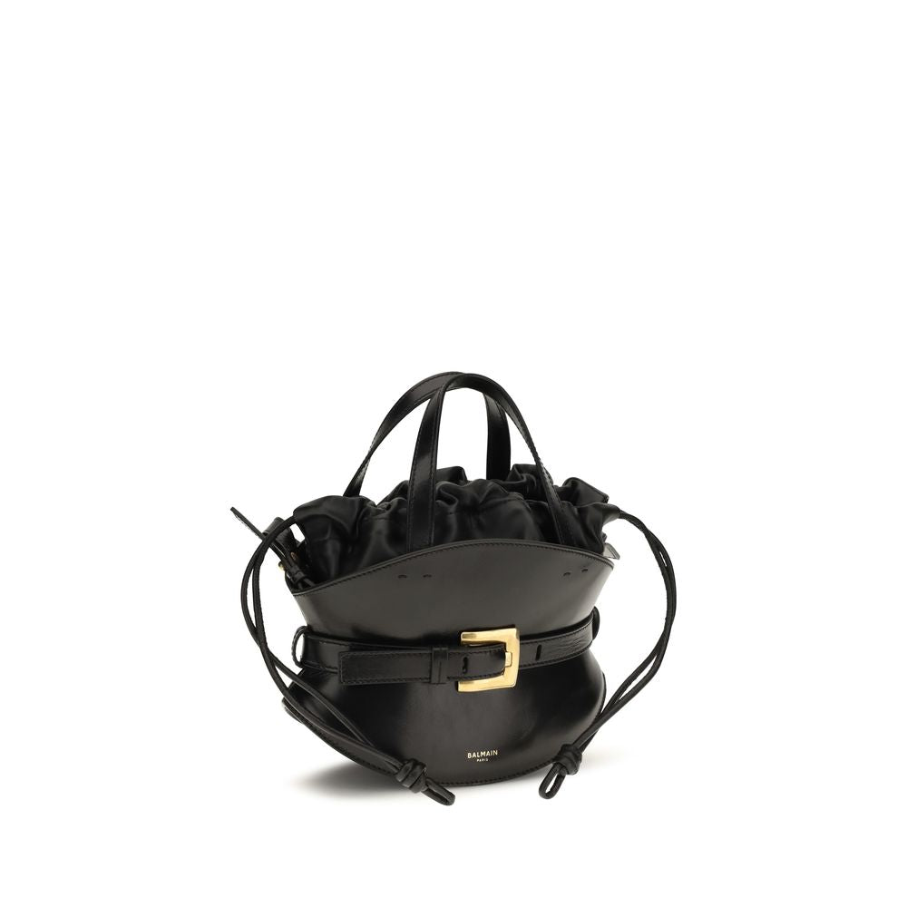 Balmain Black Calf Leather Shuffle Mini Shoulder Bag
