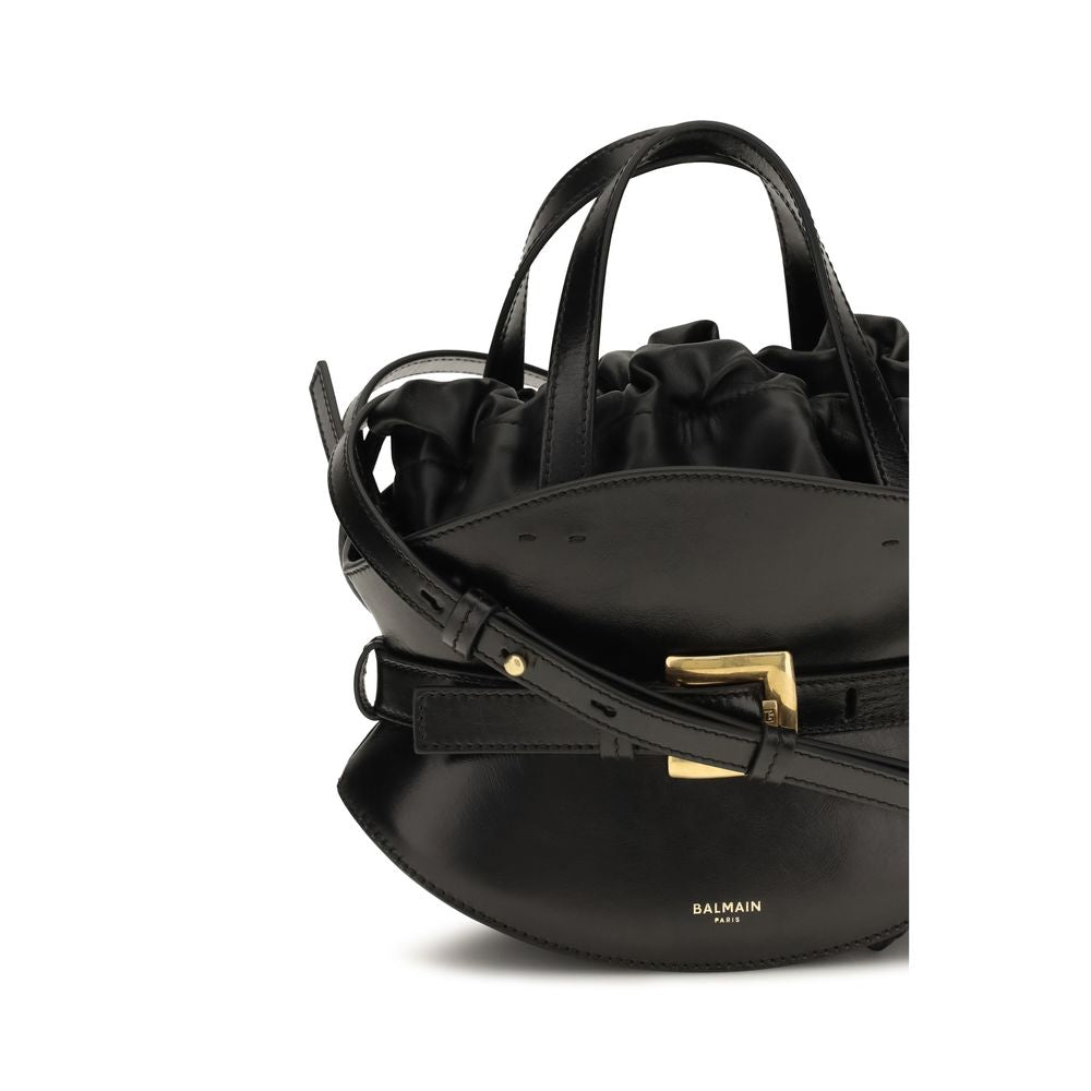 Balmain Black Calf Leather Shuffle Mini Shoulder Bag