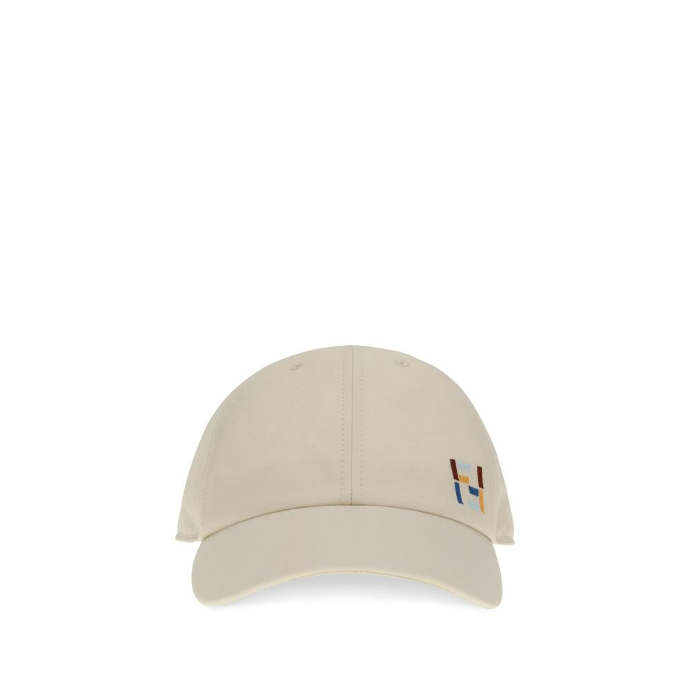 Fendi White Cotton Logo Baseball Hat