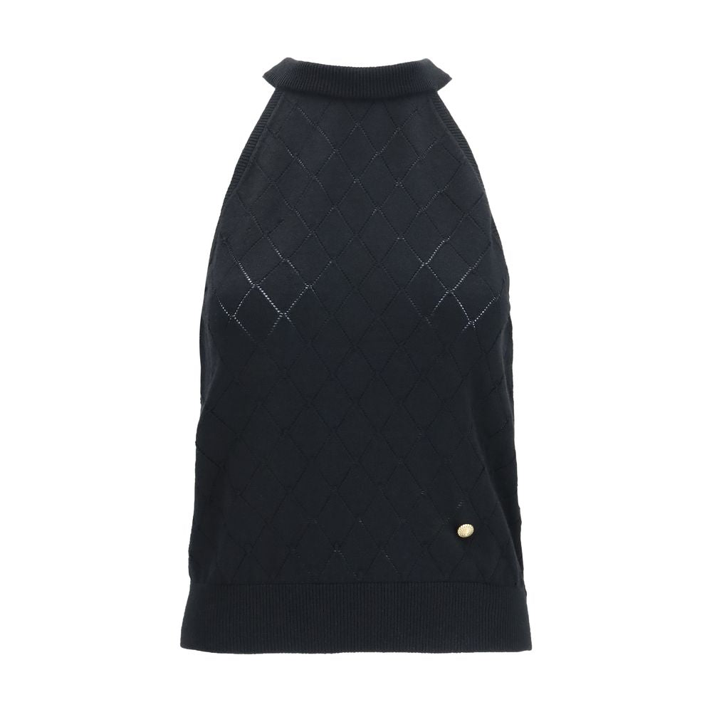 Balmain Black Wool Halter Top