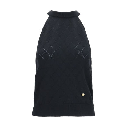 Balmain Black Wool Halter Top