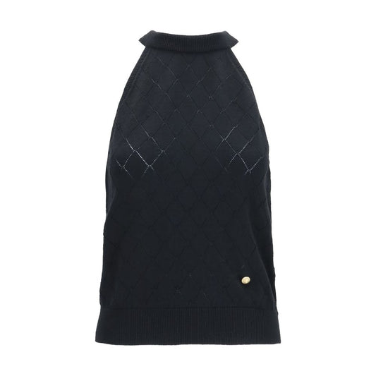 Balmain Black Wool Halter Top