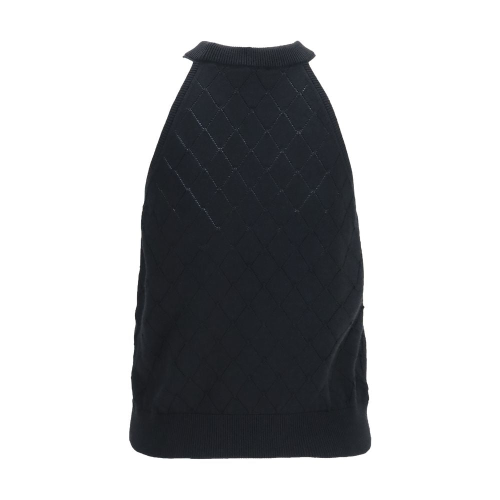 Balmain Black Wool Halter Top