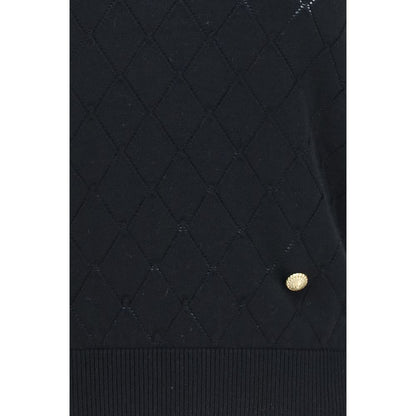 Balmain Black Wool Halter Top