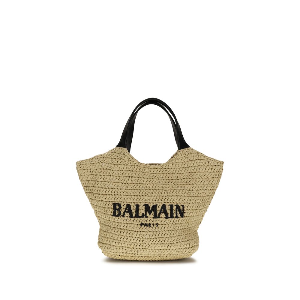 Balmain Beige Mini Crochet Tote Bag