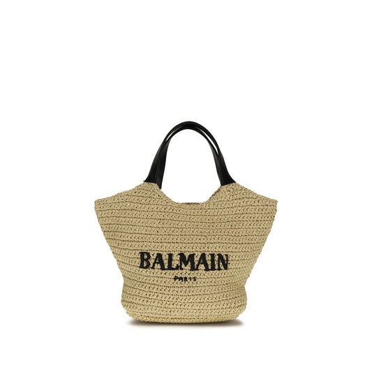 Balmain Beige Mini Crochet Tote Bag