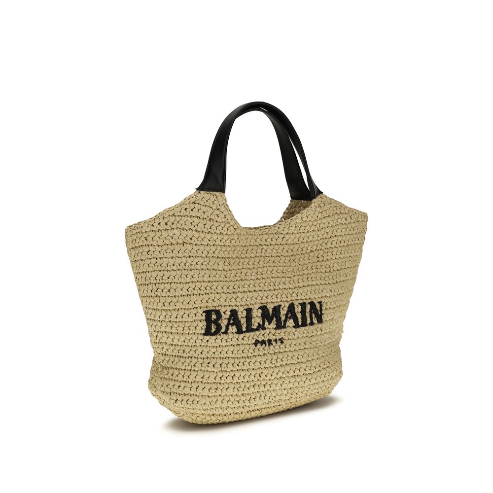 Balmain Beige Mini Crochet Tote Bag