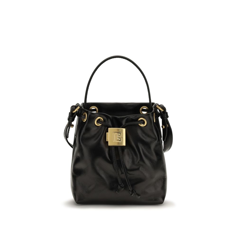 Balmain Black Calf Leather Pulse Bucket Bag