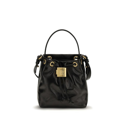 Balmain Black Calf Leather Pulse Bucket Bag
