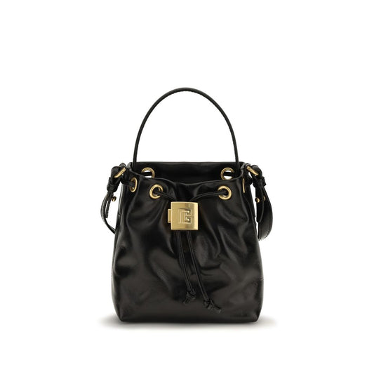 Balmain Black Calf Leather Pulse Bucket Bag