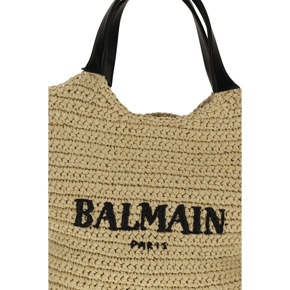 Balmain Beige Mini Crochet Tote Bag