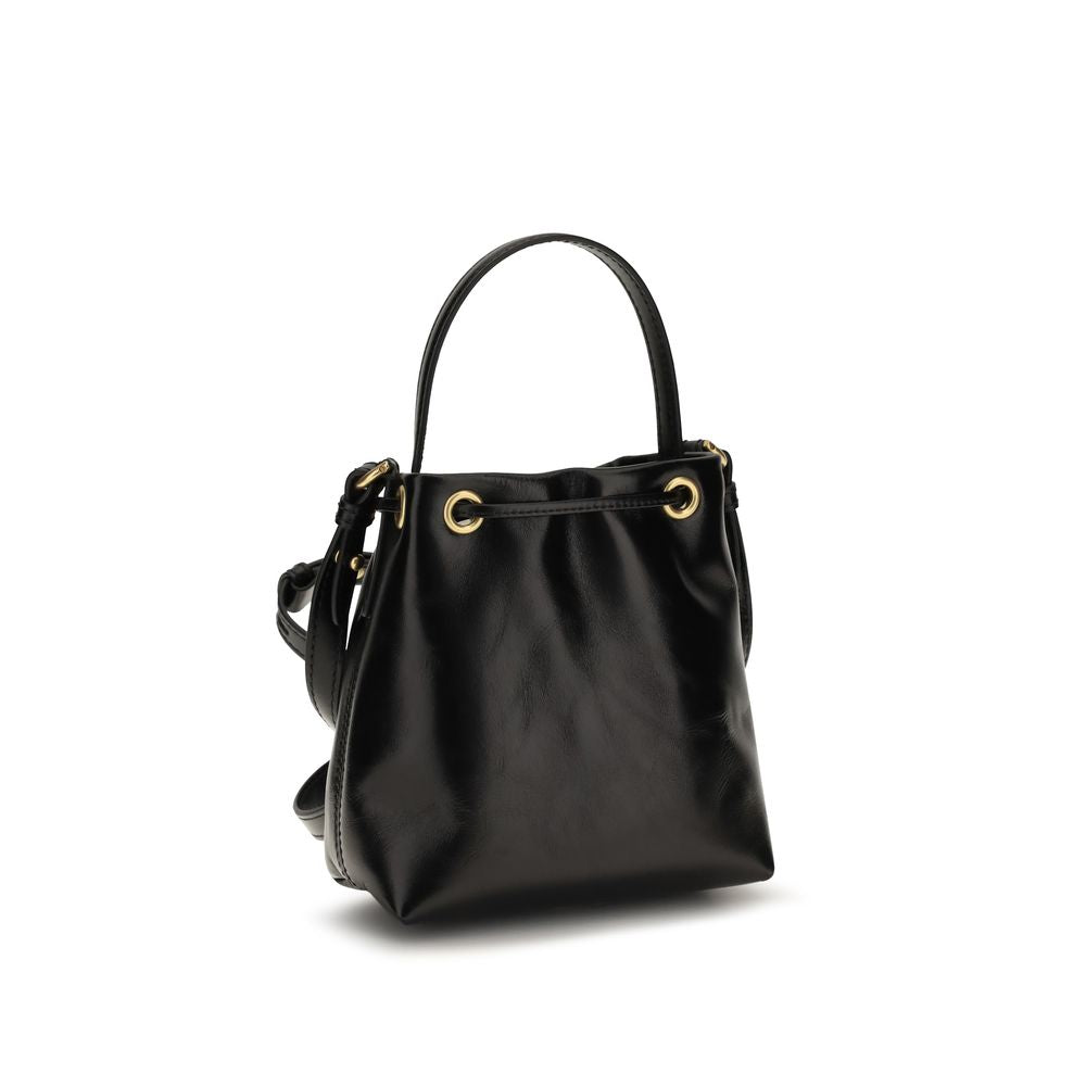 Balmain Black Calf Leather Pulse Bucket Bag