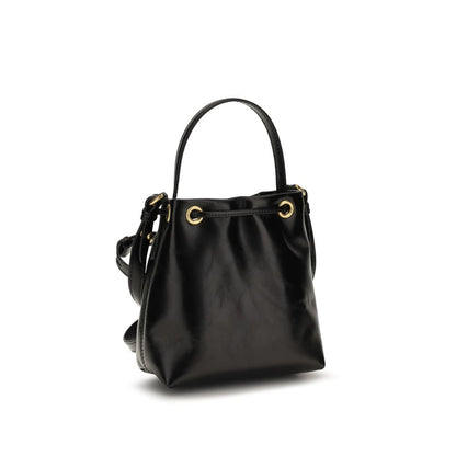 Balmain Black Calf Leather Pulse Bucket Bag
