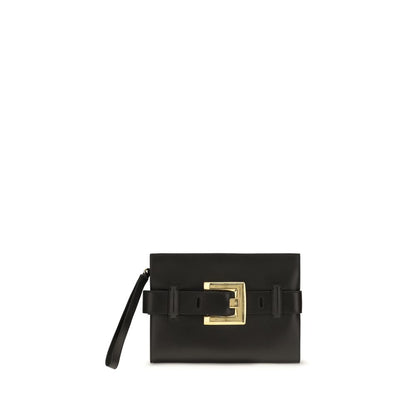 Balmain Black Anthem Lamb Leather Clutch Bag