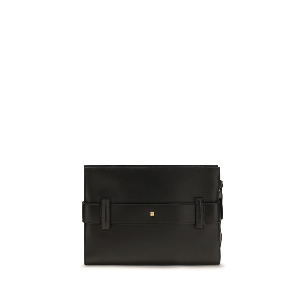 Balmain Black Anthem Lamb Leather Clutch Bag